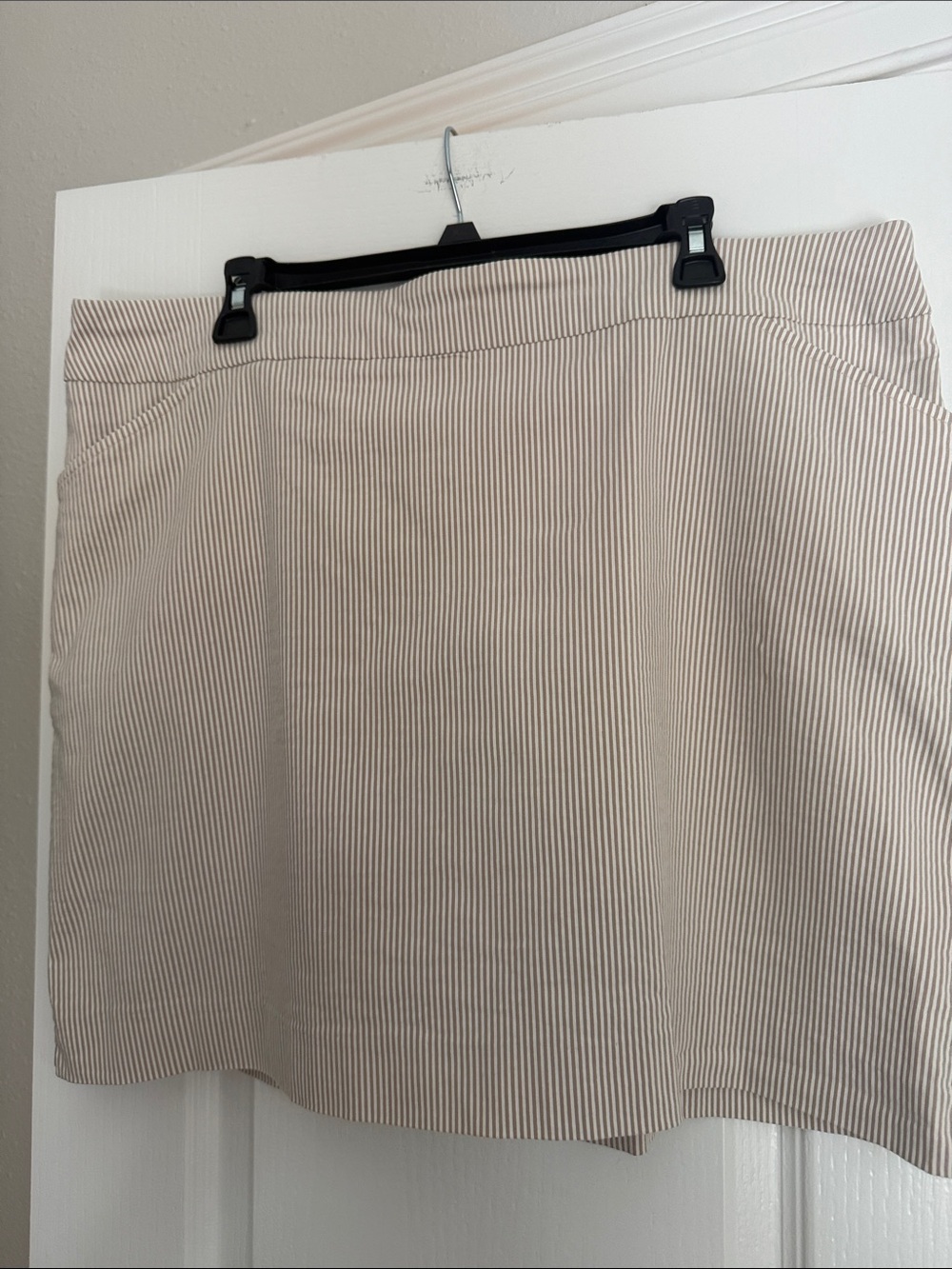 Coral Bay Cream and Brown Pinstripe Mini Skirt